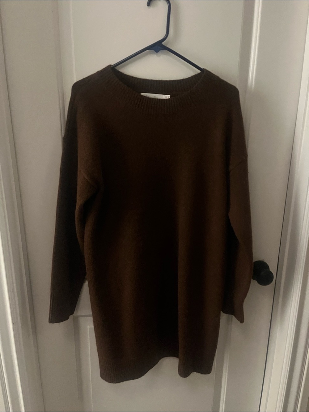 Classic Brown Crewneck Women's Sweater dress